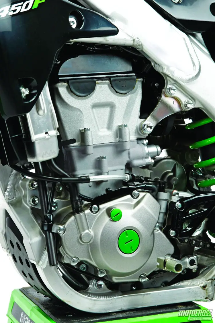 Thanks to electronic wizardry the 2015 KX450F powerplant is broad and powerful, but maybe not as good as last year.
