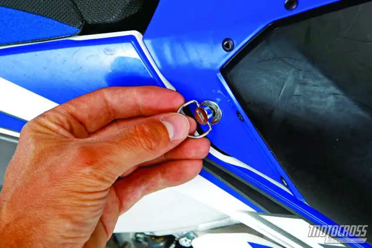 Good and bad: We love that Yamaha used Dzus fasteners on the airbox cover, but hate that they fall out with regularity.