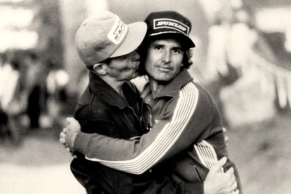 Preston Petty and Jody share a moment at he Superbowl of Motocross.