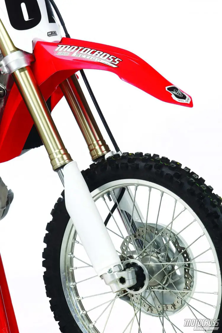 The CRF450 has a 270mm front brake rotor..