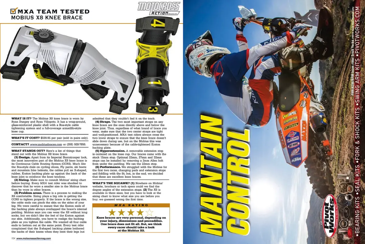 MXA TEAM TESTED: MOBIUS X8 KNEE BRACE - Motocross Action Magazine