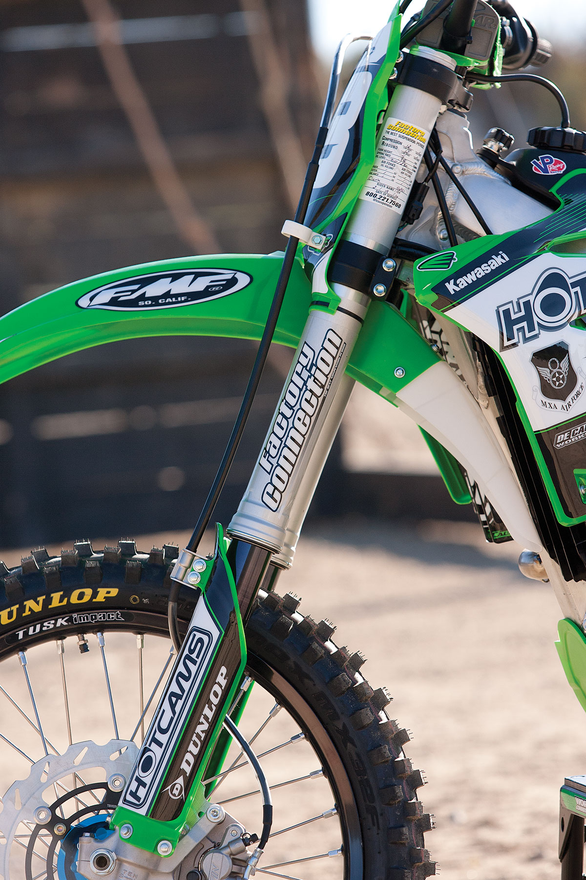 Factory Connection slowed down the Showa SFF forks and added bottoming resistance for a smoother ride. 