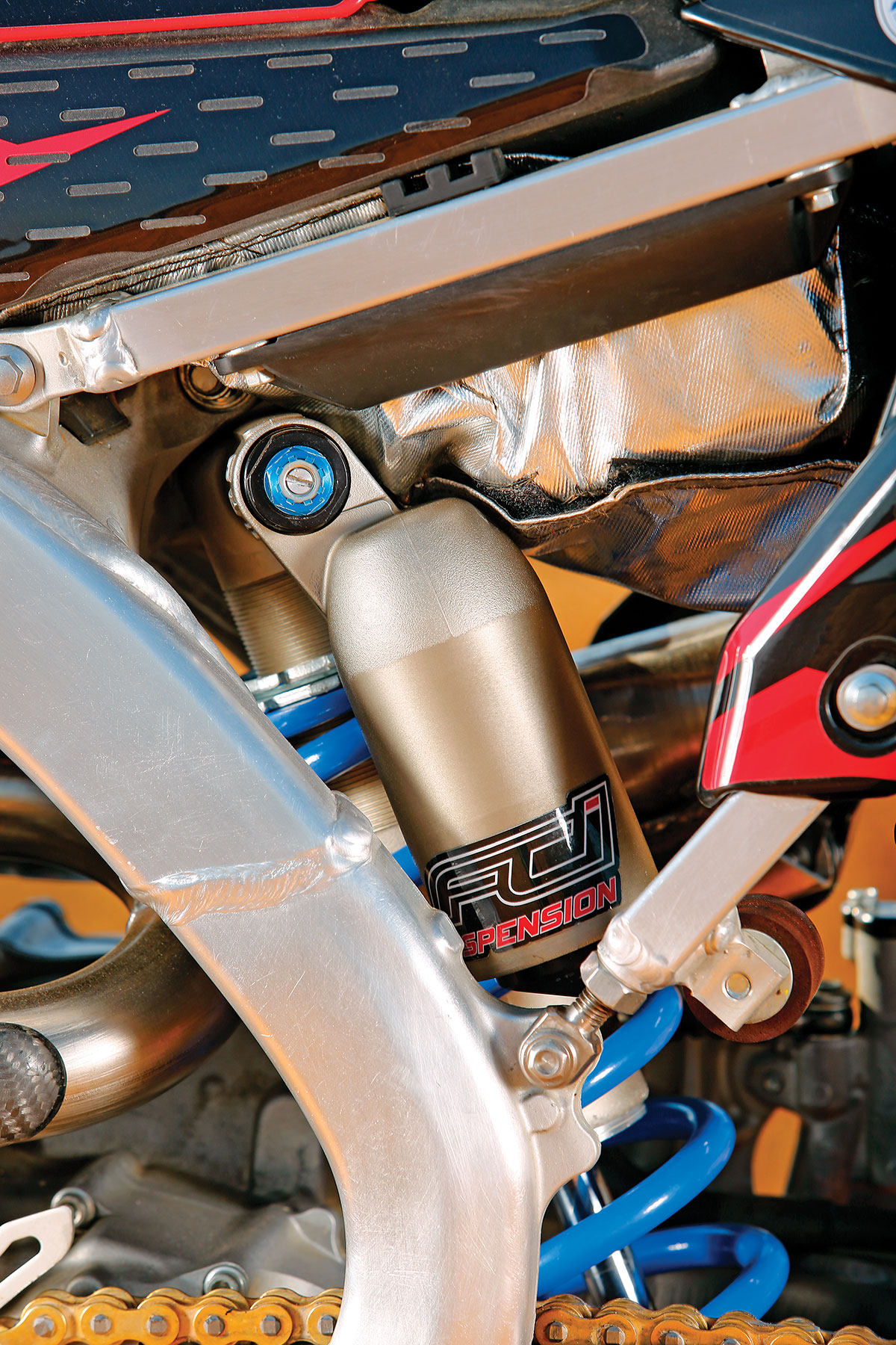 The FTI Racing-built Kayaba shock was put to the test. It was plush and held up well for our test riders.