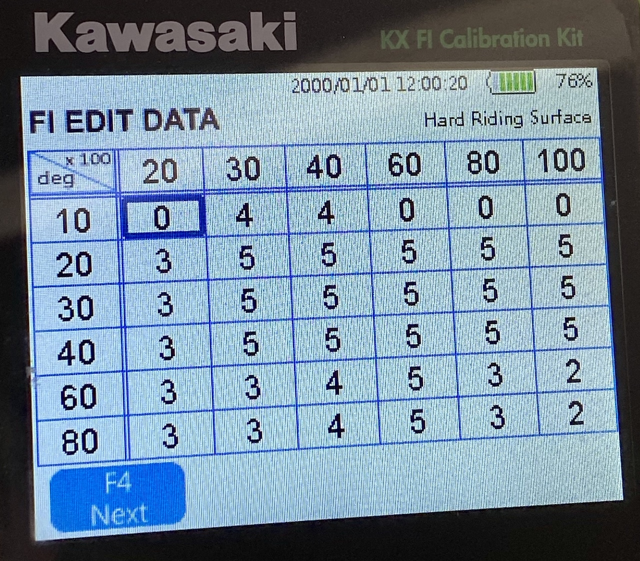 연료 설정 2021 KAWASAKI KX250 연료 분사 보정 매핑-3