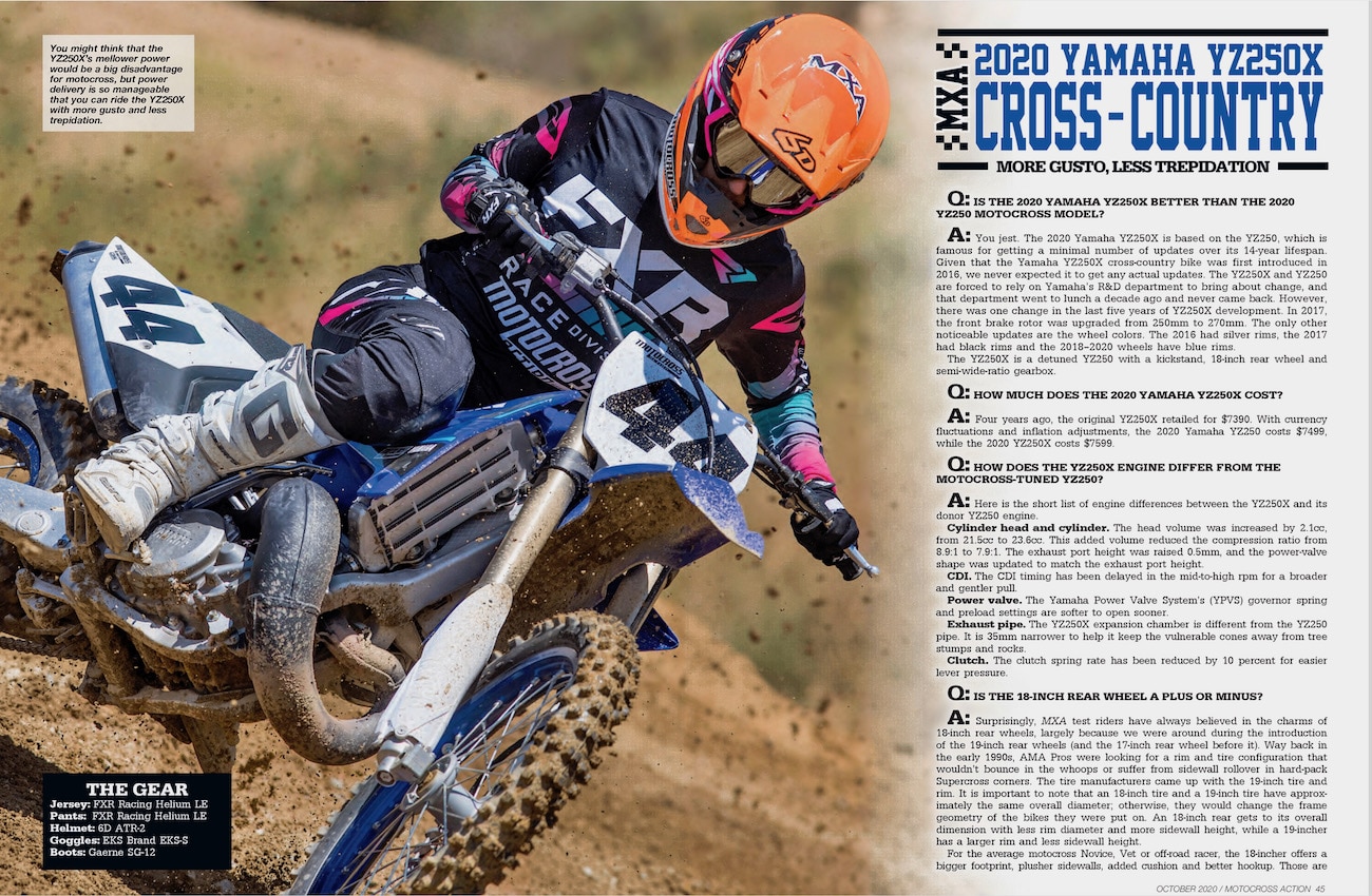 TESTE DE CORRIDA MXA: O TESTE REAL DE 2020 YAMAHA YZ125X CROSS-COUNTRY -  Motocross Action Magazine