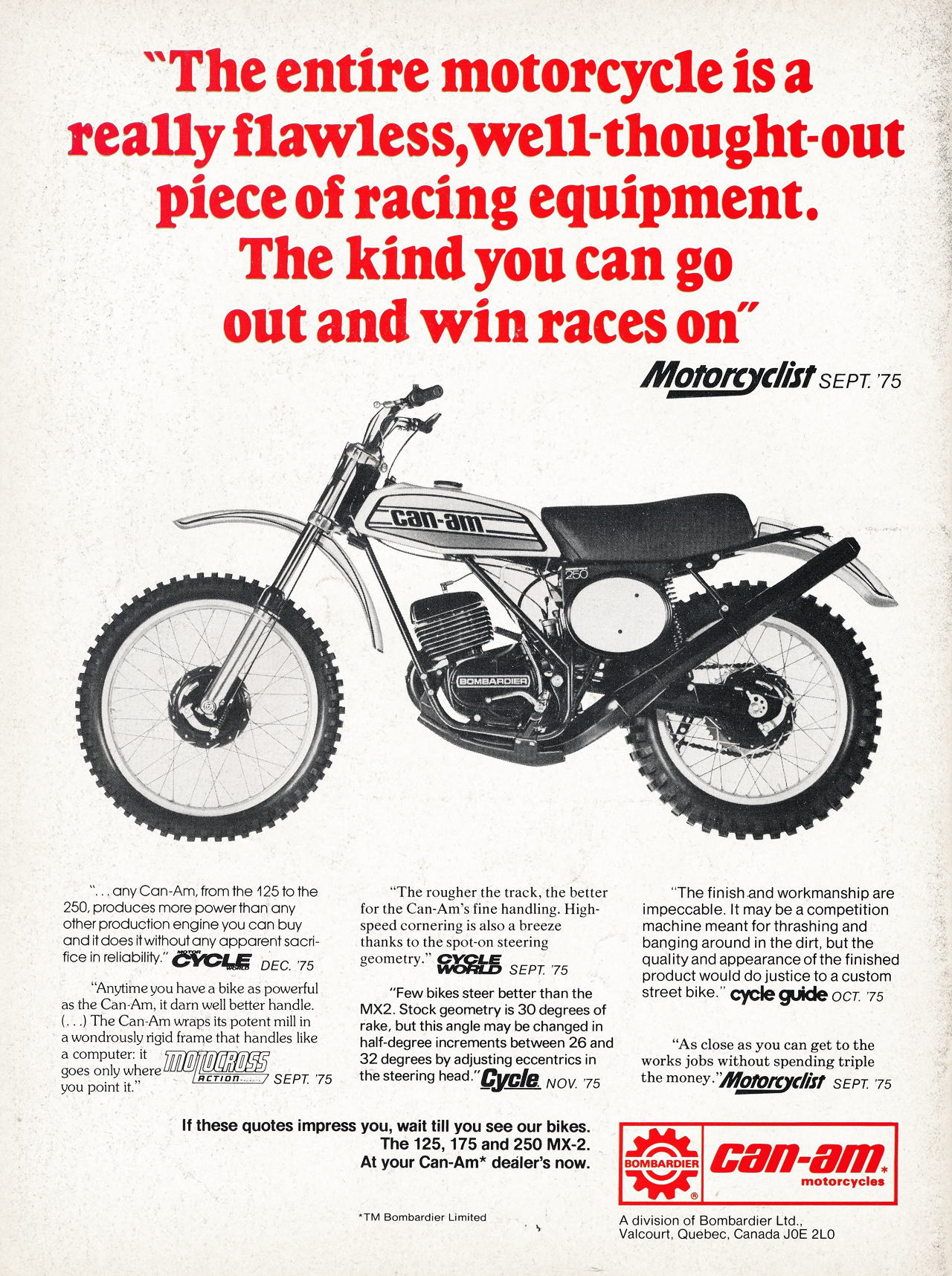 أغسطس 1976 إعلان Can-Am-dirtbike