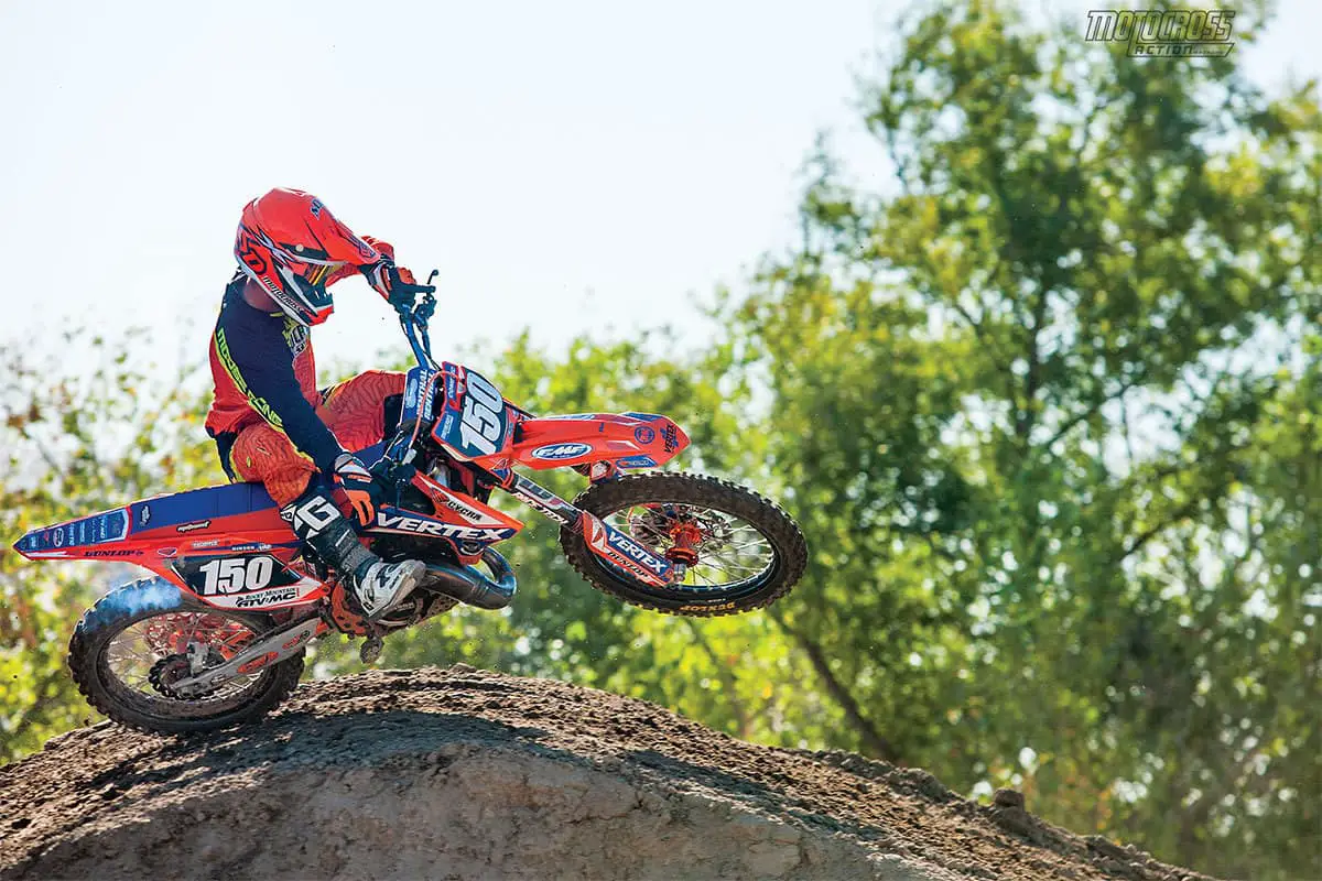 MXA's 150s two-stroke gives a Vet, Professional Practice Rider and 125 cheater sa chance to blast by the thrumming 250 four-strokes coming out of corners.