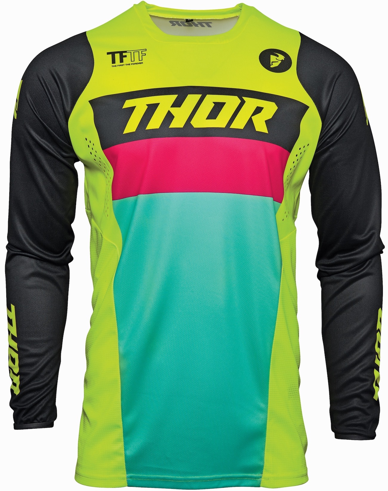 2018 Thor Pulse Level Blue Lime Motocross Off Road Race Jersey Adults XL 